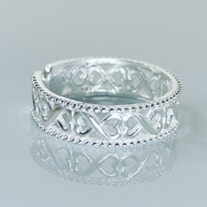 Criss-Cross Net Pattern Band Design Toe Rings In Silver