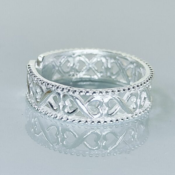 Criss-Cross Net Pattern Band Design Toe Rings In Silver